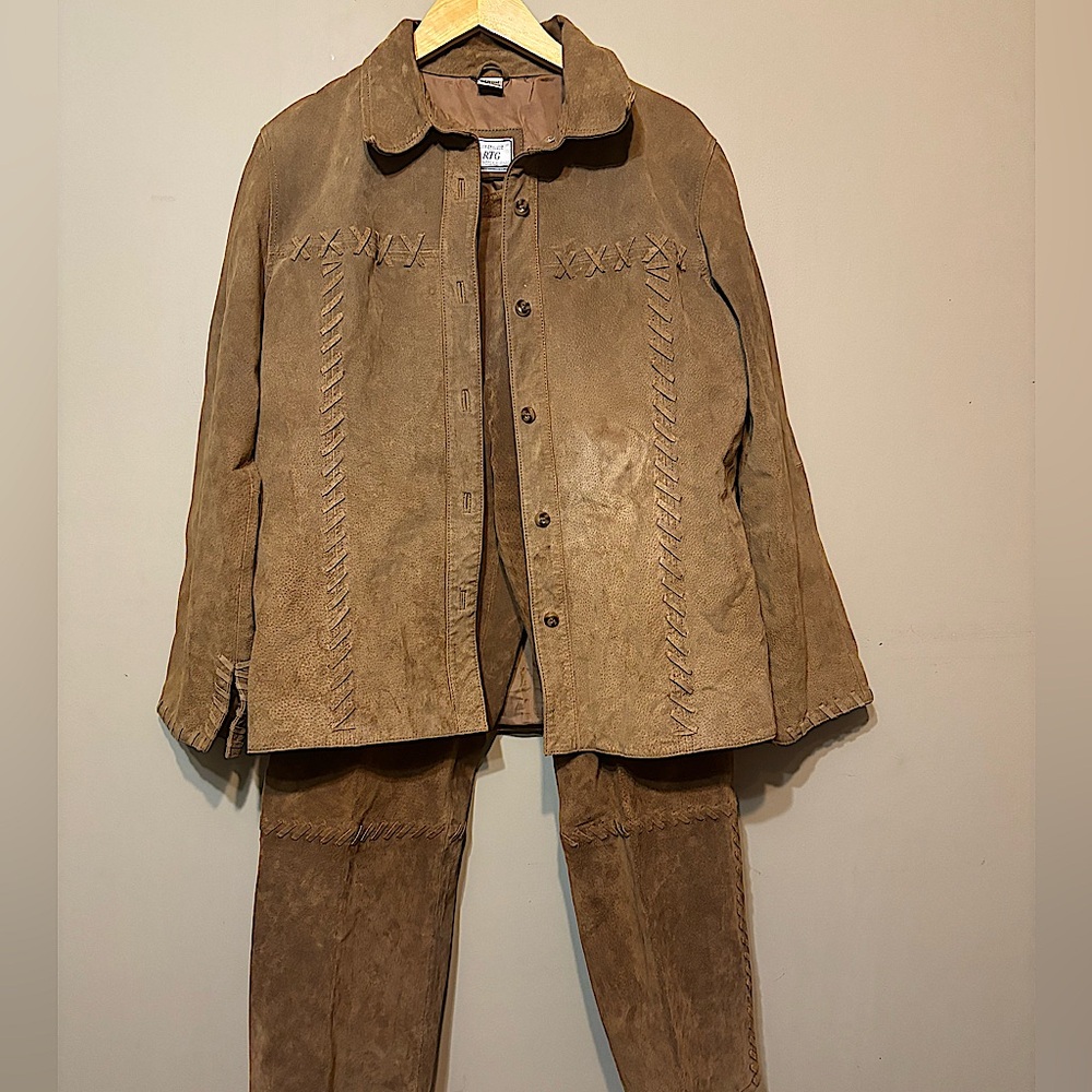 RTG LEATHER & SUEDES Vintage Leather Jacket & Pants 2-Piece Set